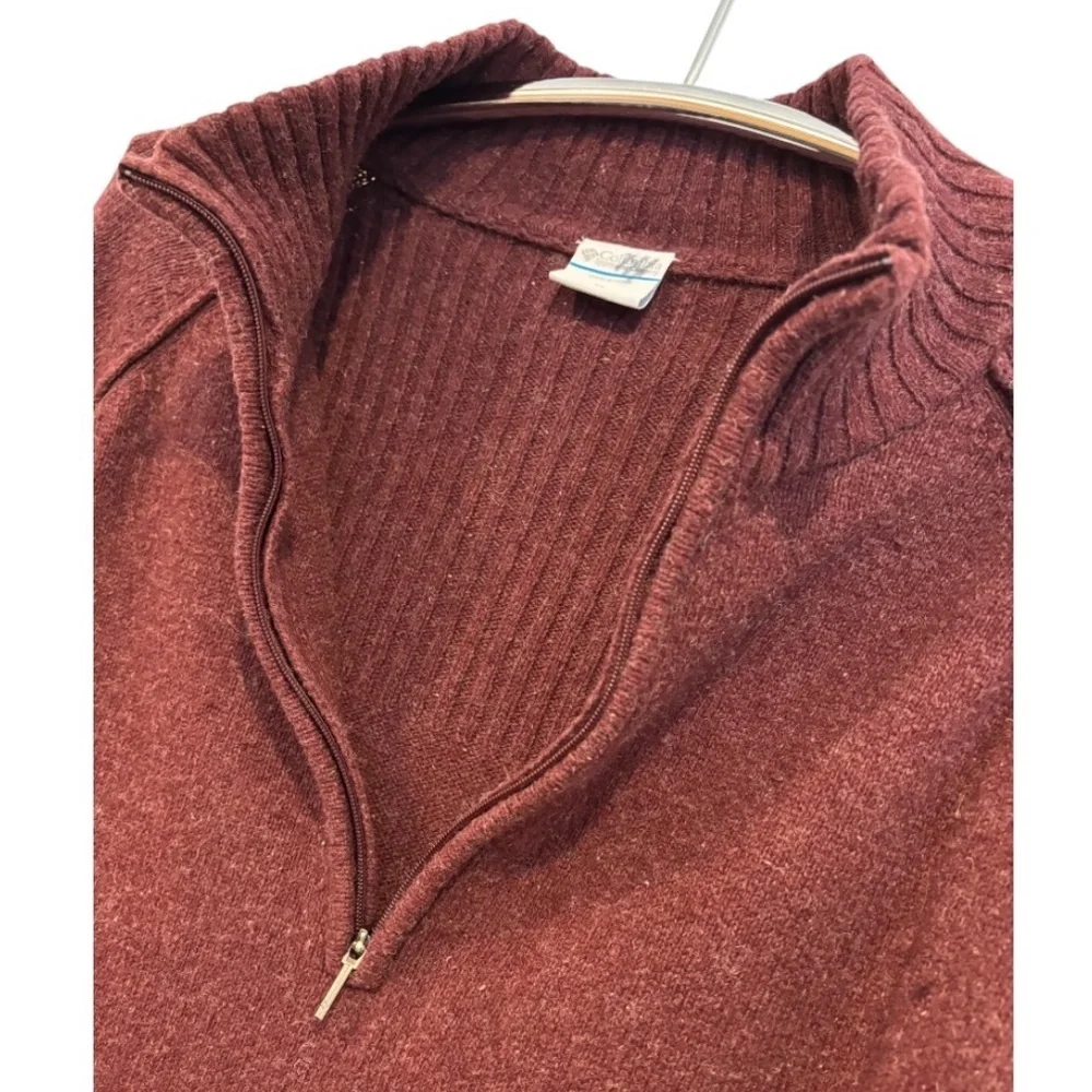 Columbia Men's Reddish Brown Quarter Zip Wool Blend Pullover Sweater Size XL